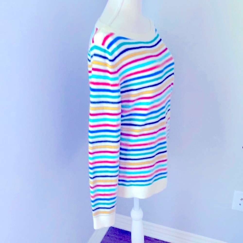 Lambswool Blend Talbots Multi Colored Striped Bat… - image 3